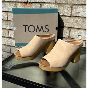 TOMS Womens Beige Suede Heels Size 8.5